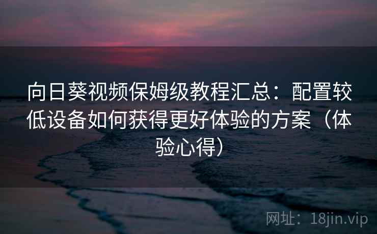 向日葵视频保姆级教程汇总：配置较低设备如何获得更好体验的方案（体验心得）