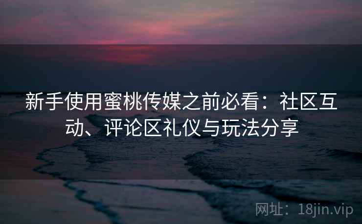 新手使用蜜桃传媒之前必看：社区互动、评论区礼仪与玩法分享